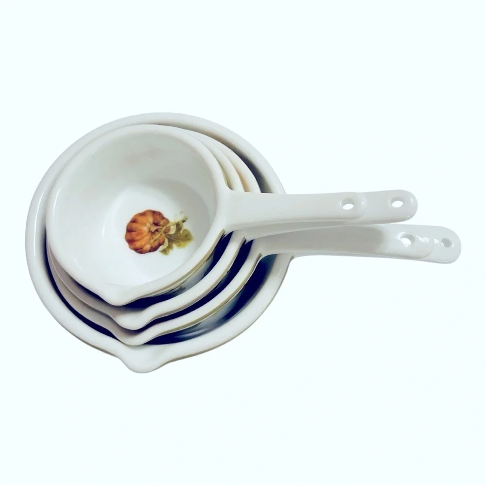 Williams Sonoma Botanical Pumpkin 4 Piece Ceramic Measuring Cup Set